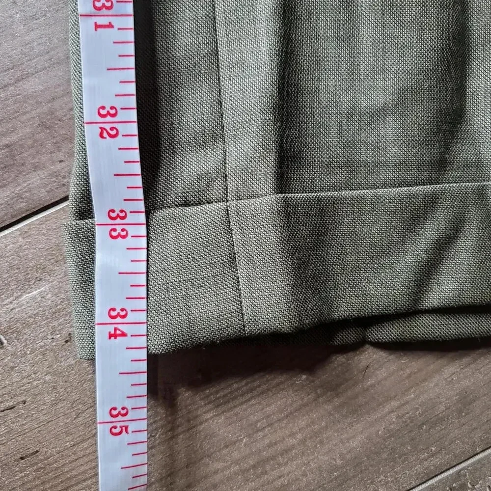 Men's Custom Tailored Cuffed Dress Pants Size 38x34 EUC Tan Beige Khaki